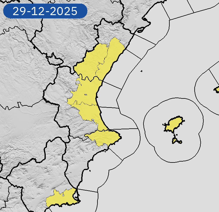 28/12 15:24 AVISOS HOY Y MAÑANA | Comunitat Valenciana: lluvias y tormentas. Nivel máximo de aviso: rojo.
Actualizaciones en aemet.es/es/eltiempo/pr…