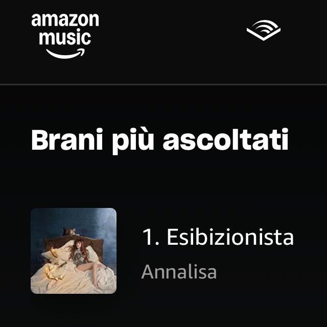 ‘Esibizionista’ di <a href="/NaliOfficial/">ANNALISA</a> raggiunge la vetta su Amazon Music (Prime): è il brano più ascoltato sulla piattaforma 

#Annalisa