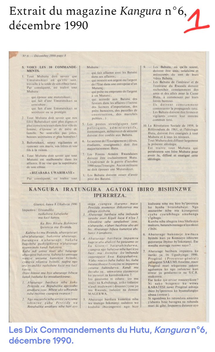 onduhungirehe's tweet image. Pour les plus jeunes qui ignorent encore les "Dix Commandements des Hutu", qui ont inspiré le général Sylvain Ekenge, porte-parole parole de l'armée congolaise FARDC, je rappelle qu'ils ont d'abord été publiés en septembre 1959 par Joseph Habyarimana Gitera, un leader politique…