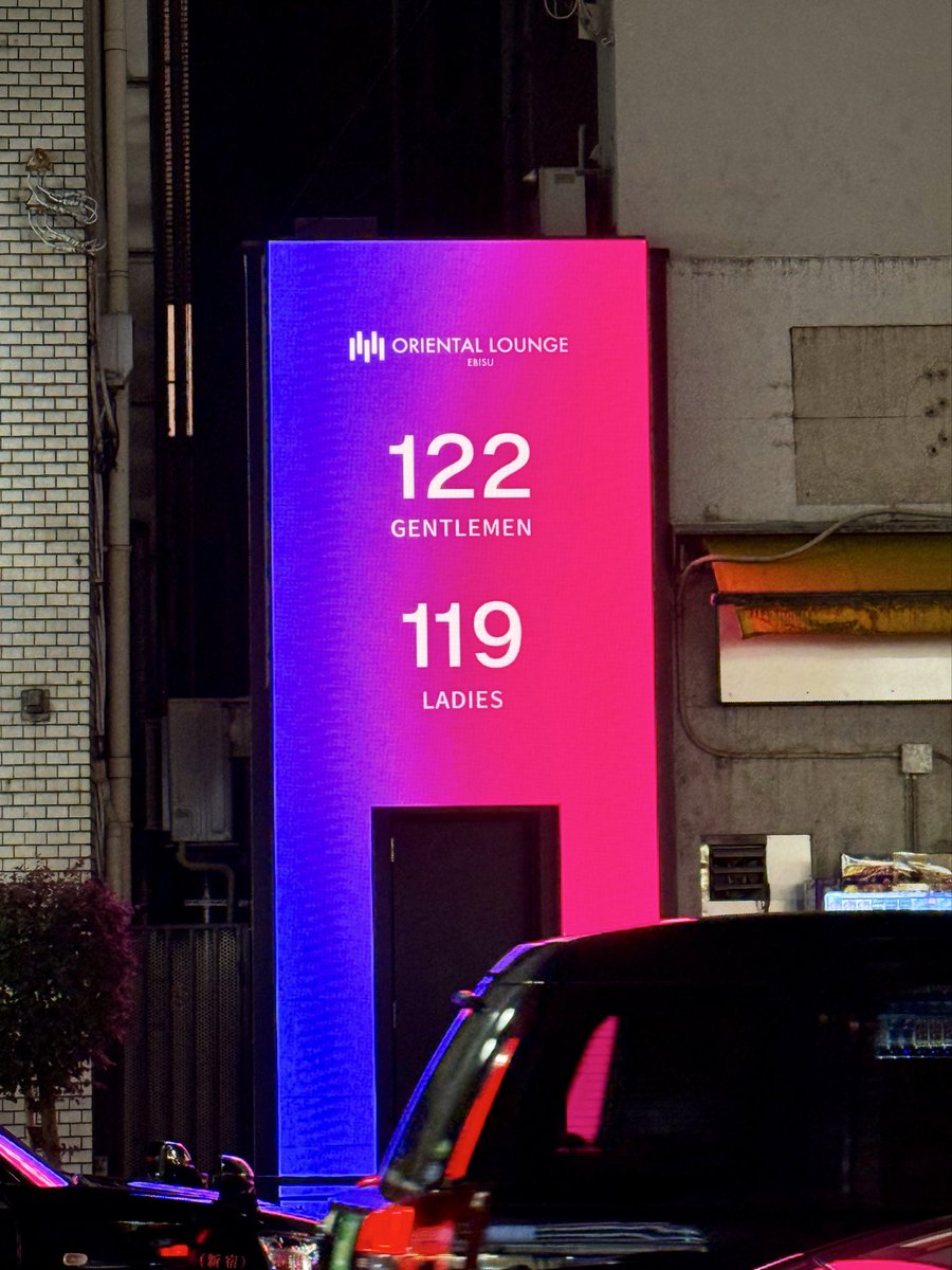 whizwang's tweet image. i saw a bar in tokyo that has a live dashboard of the gender ratio inside

why is this giving sf levels of negative aura