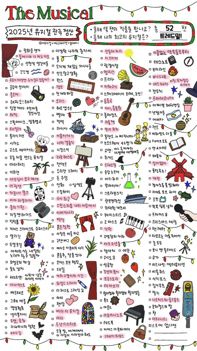 ✅올해 총 52 편의 작품을 봤어요!
✅올해 나의 최고의 뮤지컬은~트레드밀!

#더뮤지컬2025관극정산