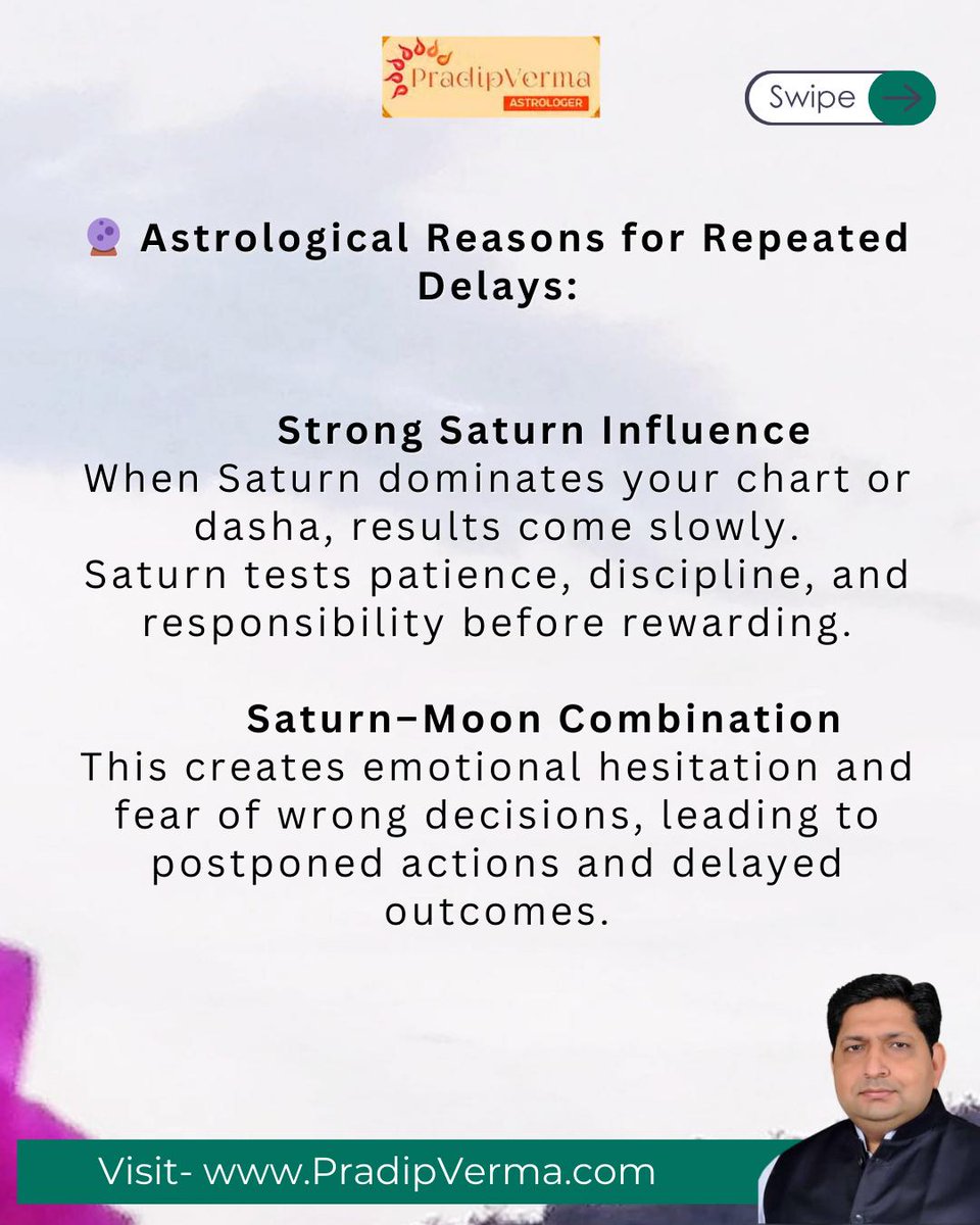 AstrologerPrad's tweet image. To understand why delays are repeating in your life and when they will end, Connect with us today…!

visit: PradipVerma.com
📩 DM to book your personalised astrology consultation with Astrologer Pradip Verma

#AstrologyInsights #SaturnLessons #RepeatedDelays #Karmic