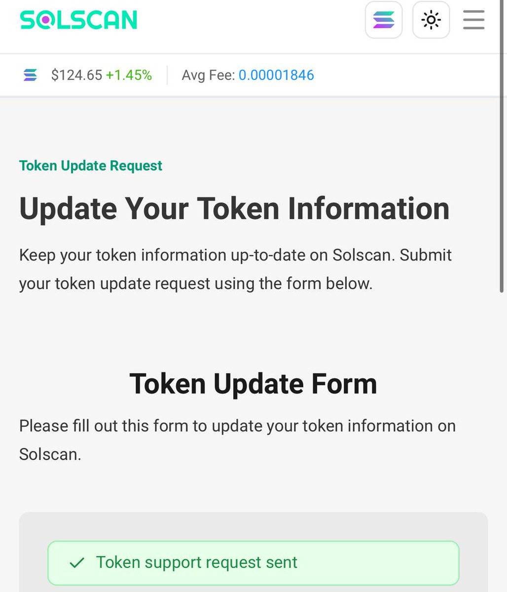 Just submitted a update form for Solscan to update socials of $PLUTO on their website. 

Means more safety for investors.

If this goes through, $PLUTO will be the ONLY legit PLUTO on-chain!