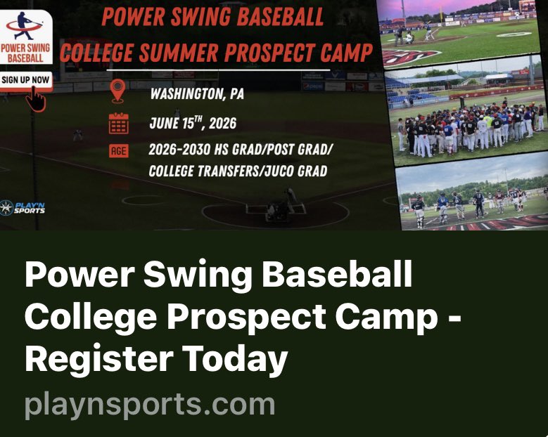 POWER SWING BASEBALL COLLEGE PROSPECT CAMP tweet media