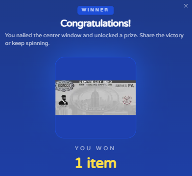 live4fun67's tweet image. No way!! Just when I was thinking why do I waste my $BOSS and $Empire on the @Omerta_SOL Lootboxes it stopped here!! A 100k Bond 💙💛🧡 WOW!!
Happy Happy Happy me!! 

I just won 1 NFT on Lunarverse! 🎉

Try your luck: omerta.lunarverse.app/winner/2CsnbBX…