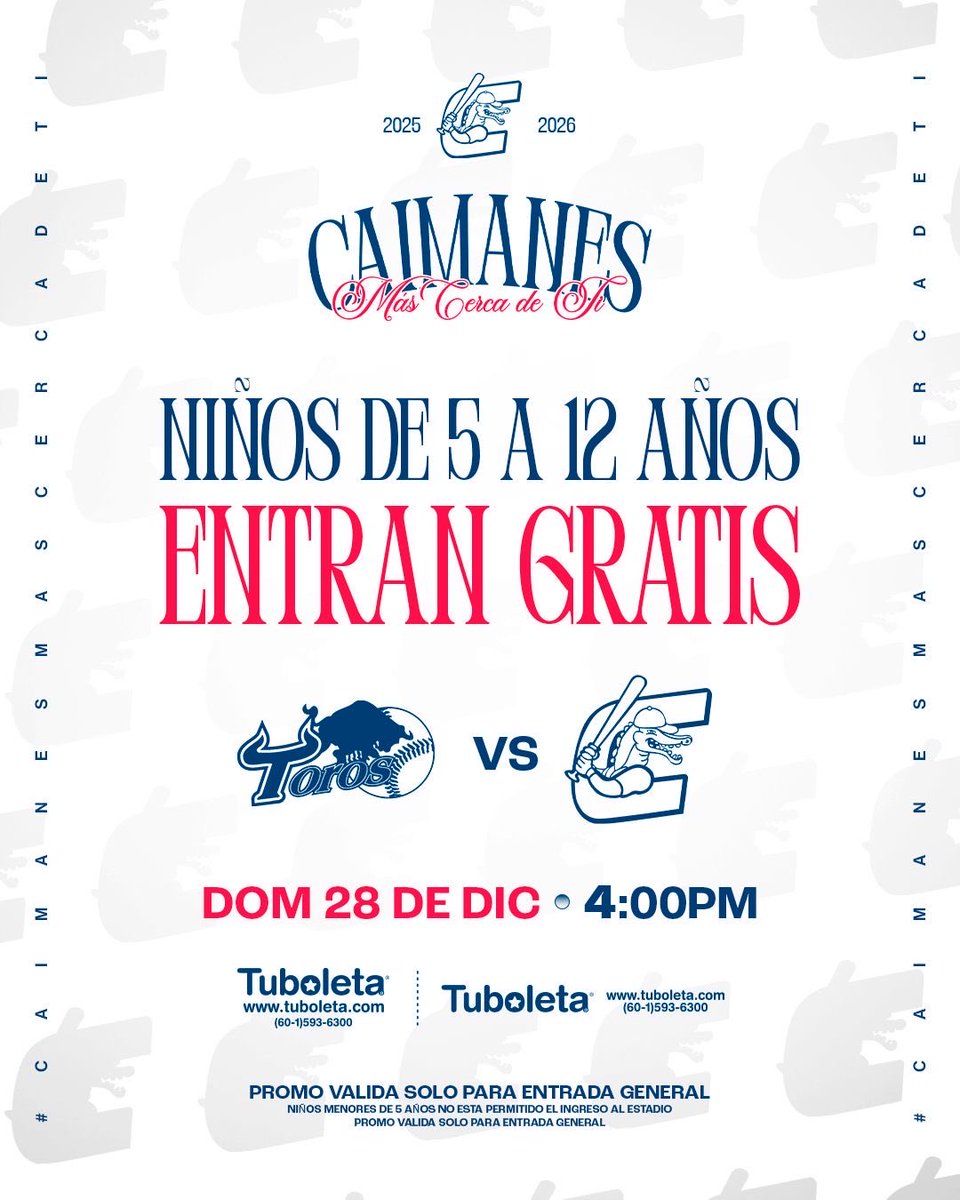 📸🐊 Bienvenidos a nuestro niños hoy 👦 de 5 a 12 años entran GRATIS al estadio 🔥 #Caimanesmascercadeti💙