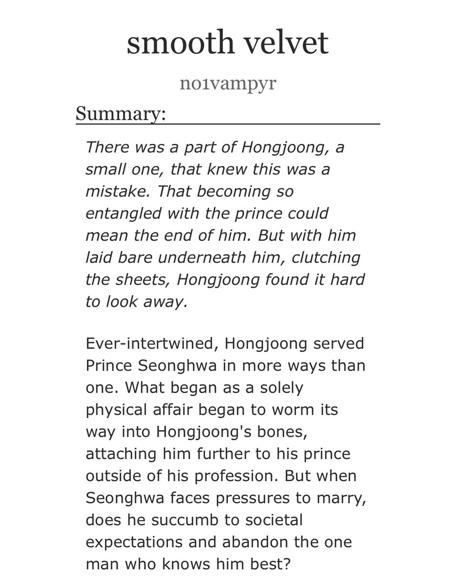 no1vampyr's tweet photo. smooth velvet

Mtz
• E, 15k
• ch 1/?
• royal au
• prince SH and royal guard HJ
• dom ↑HJ/ sub ↓SH
• secret relationship, gay yearning, angst/comfort

https://t.co/ApFlpkbgqO https://t.co/K90jHfORy0