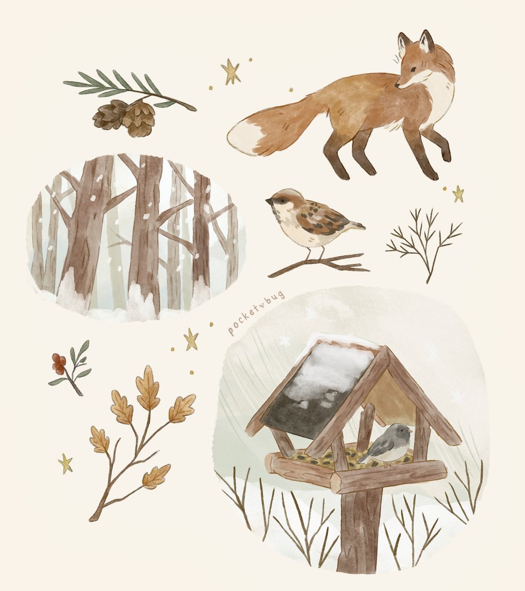 Winter sketch page 🌲🦊