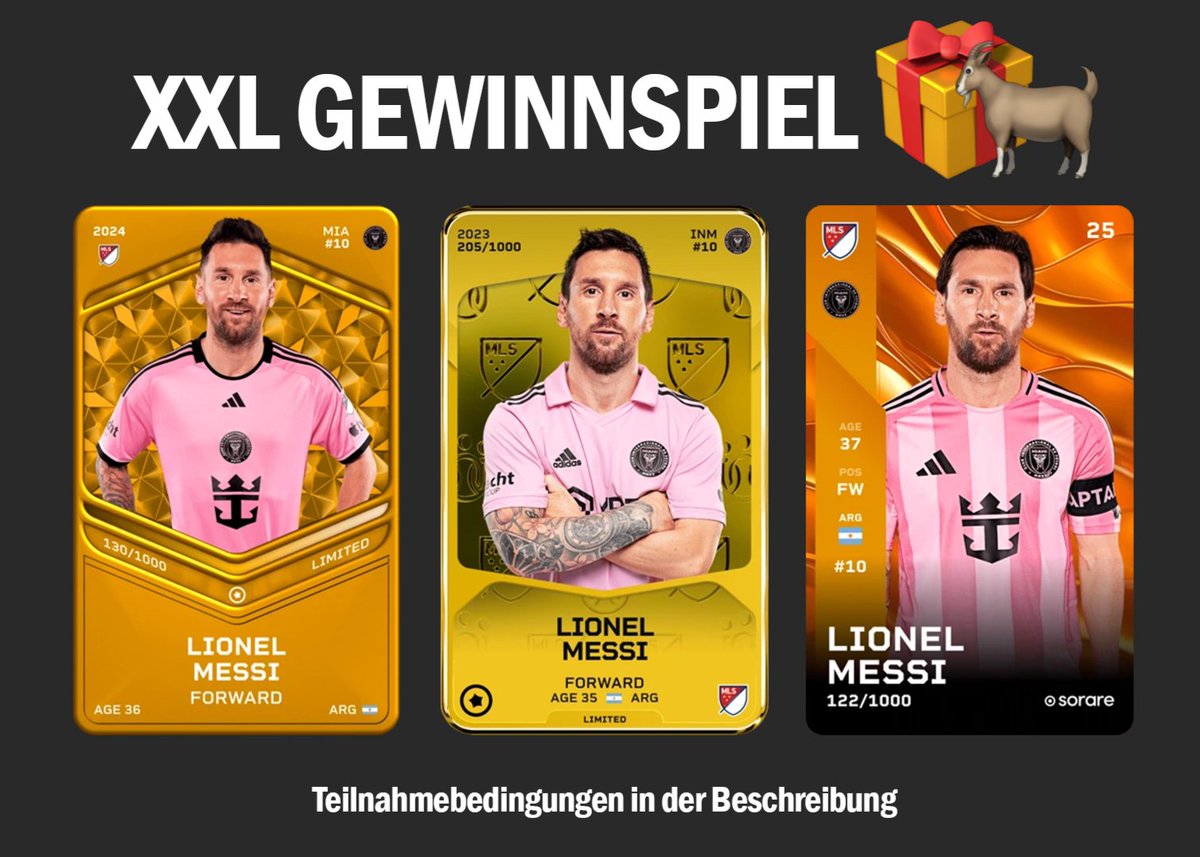 3️⃣x Messi Gewinnspiel😳🎁

1) Like + RT 
2) Folg mir 
3) 1x Video kommentieren = 1 Ticket
Zur Playlist: youtube.com/playlist?list=…

ℹ️ Max 1. Teilnahme pro Video möglich! 

Mein bisher größtes #Sorare Giveaway endet am 31.01.2026