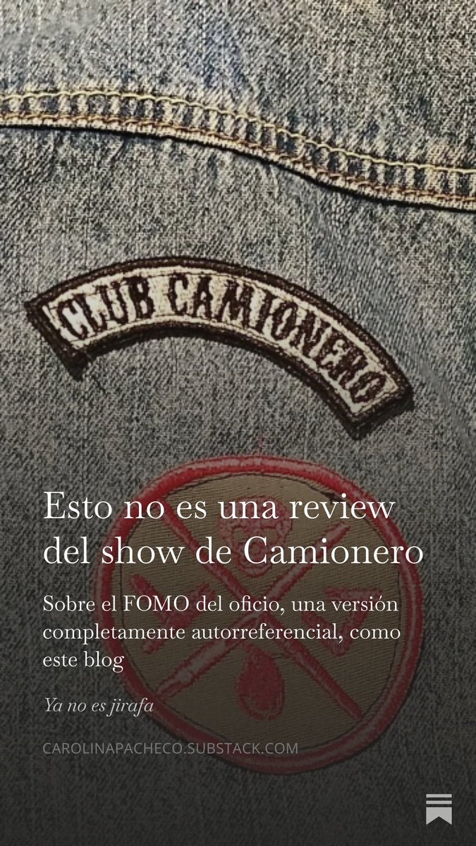 Escribí sobre una banda pero no. Sobre un show pero sobre mí. Sobre el dolor del FOMO. Sobre el dolor de ya no ser y qué hacemos con eso.

open.substack.com/pub/carolinapa…