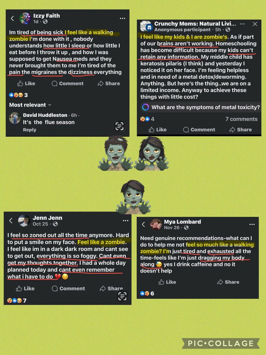 Noticing something eerie lately. 👁️ 

People all over the world, in completely different groups and places, all saying the same thing:

“I FEEL LIKE A ZOMBIE.”

Memory lapses. Can’t think straight. Exhausted. Sluggish. Dragging through the day.
Kids can’t retain what they learn