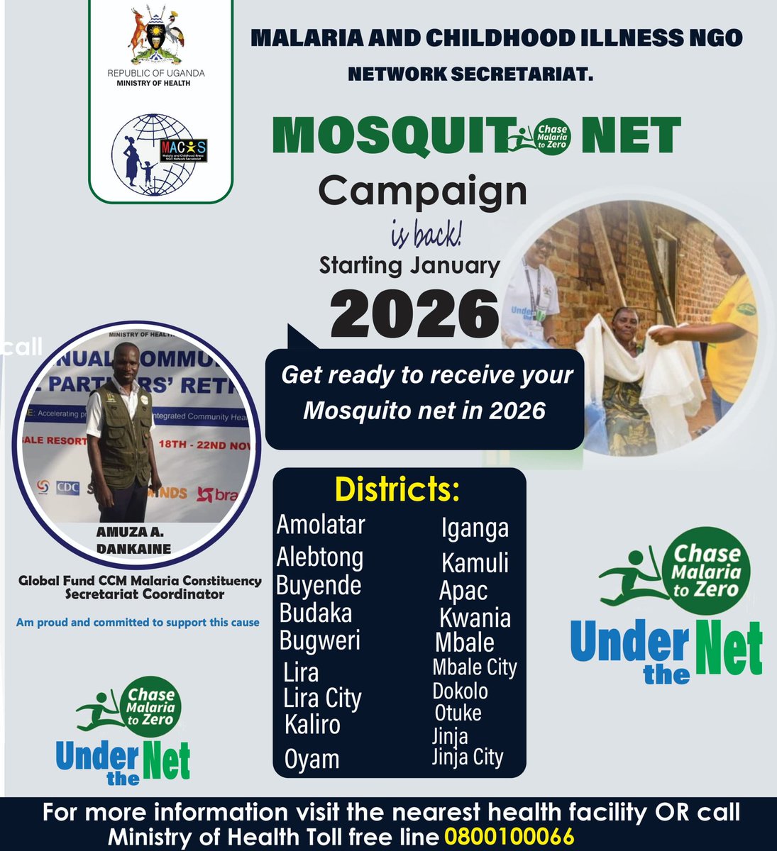 MacisU23461's tweet photo. #MosquitoNetCampaign is back!! Get ready to receive your mosquito net starting this January 2026
#UnderTheNet
#MoHatWork
@MinofHealthUG
@MACISOfficial
@Amref_Uganda
@TargetMalaria
@FightingMalaria
@DianaAtwine
@TASOUganda
@MalariaFreeUG30
@LIPROUganda https://t.co/NKPBtJ0L1Z