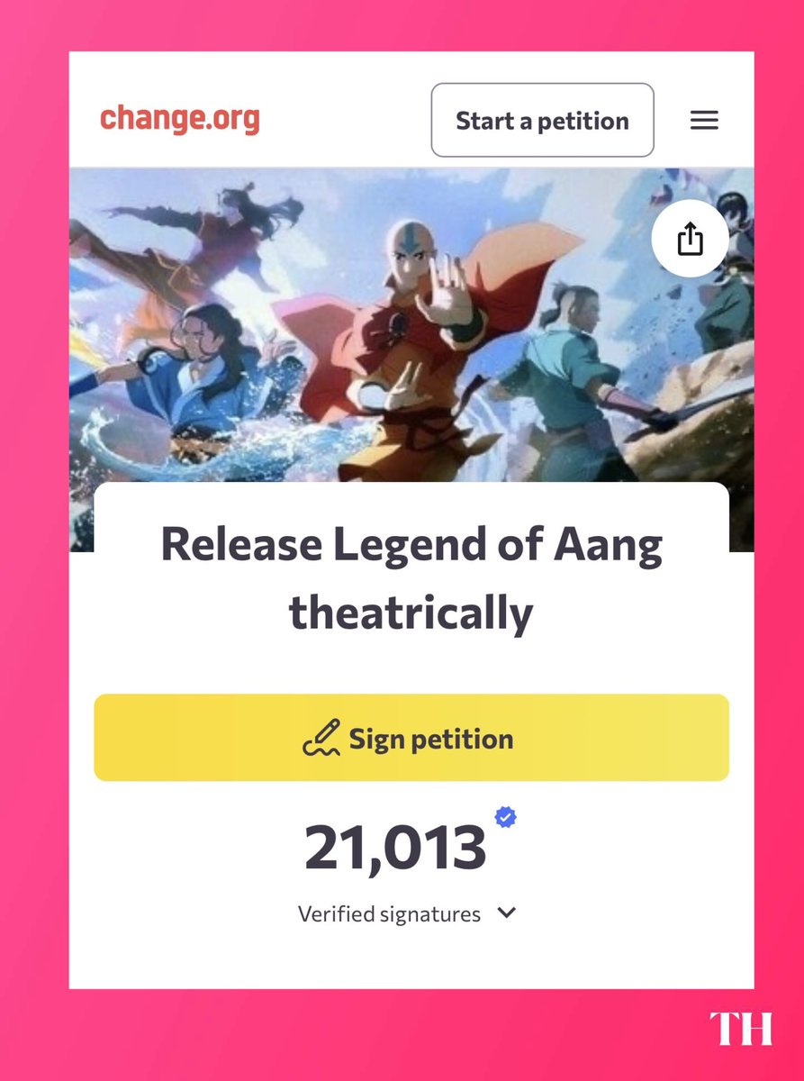 📣 | The viral petition for ‘The Legend of Aang: The Last Airbender’ to receive a theatrical release has surpassed 20K+ signatures.

Fans are calling out Paramount for refusing to release 2D animated films in theaters, while attempting to acquire Warner Bros. instead.

(Link: