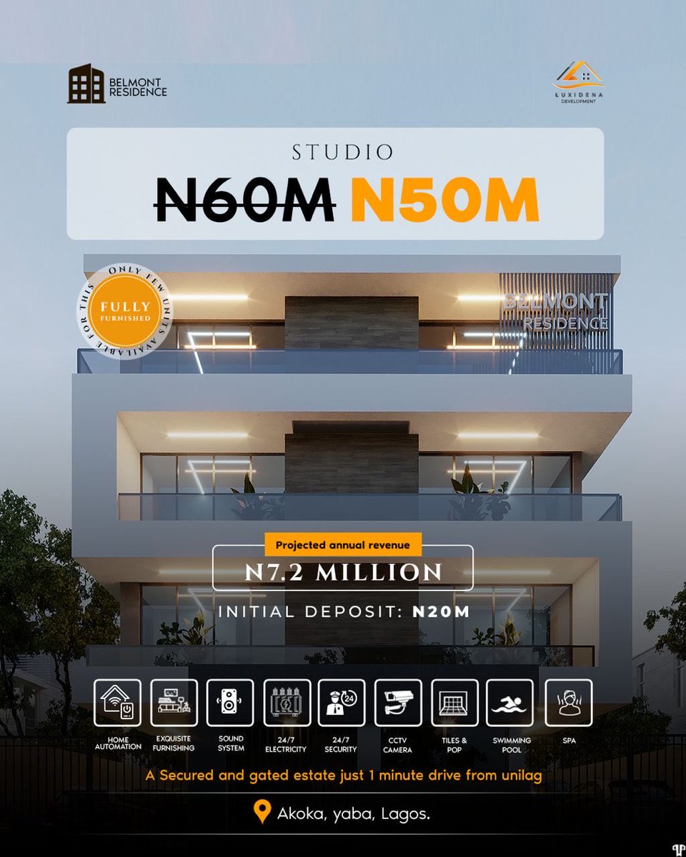 REE1TOR's tweet photo. Good Evening Esteemed Multi-Billionaires.
As we embark on our flagship development Belmont Residence, we are pleased to introduce an exclusive offer for our early investors:
Selected units will come fully furnished at no additional cost. https://t.co/YVfCWS0qD5