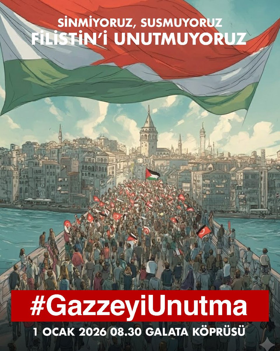 Bir bebeğin soğuktan ölmesi bu çağın utancıdır. 
#GazzeyiUnutma
📍 Galata Köprüsü 
🗓 1 Ocak 2026 
⏰ 08.30