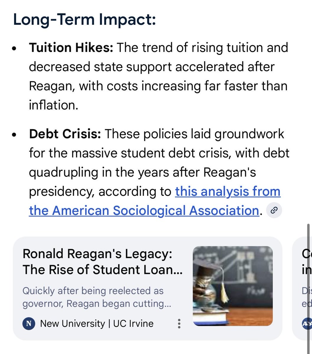 imissportmore's tweet image. You can thank awful (ev!l) Ronald Reagan for college being so expensive. Ruining the future of scholars. Making things so difficult to get a higher education.