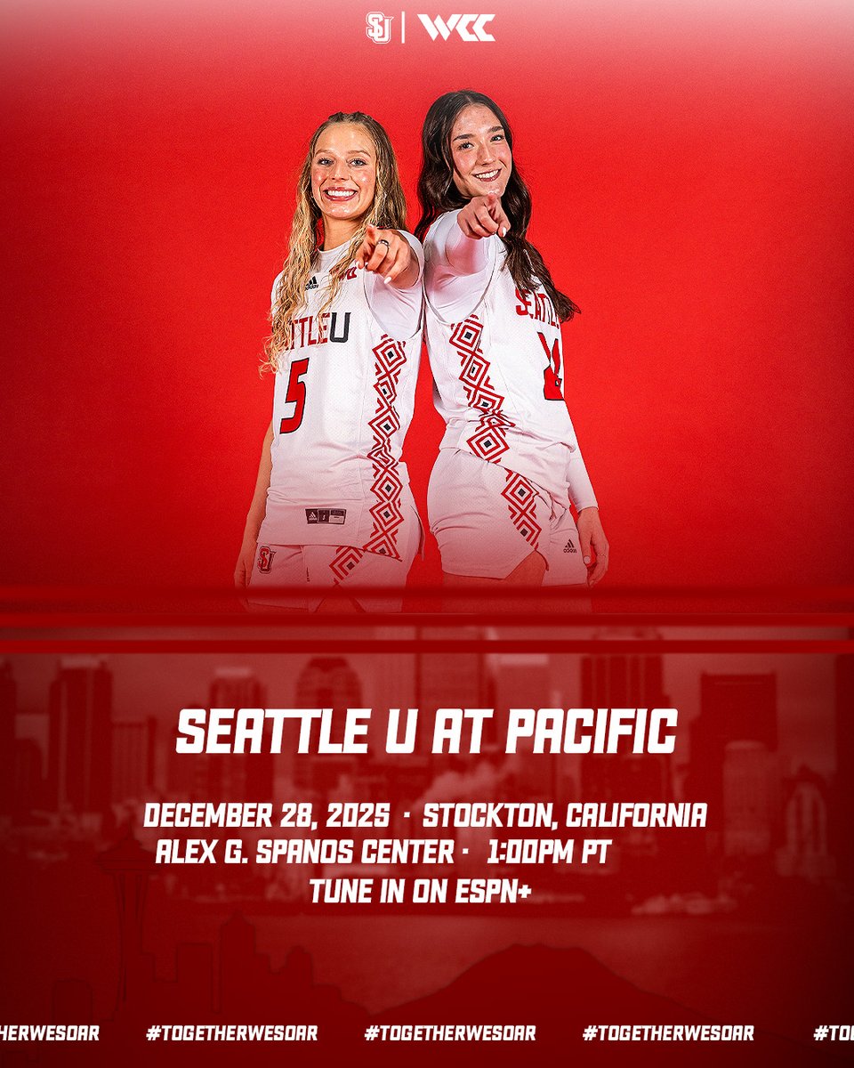 seattleu_wbb's tweet image. First WCC Gameday 🥳

🆚: Pacific
📍: Alex G. Spanos Center
⏰: 1:00 PM
📺: ESPN+
💻: bit.ly/49aRlmX
📊: bit.ly/4pR9bCF

#TogetherWeSoar