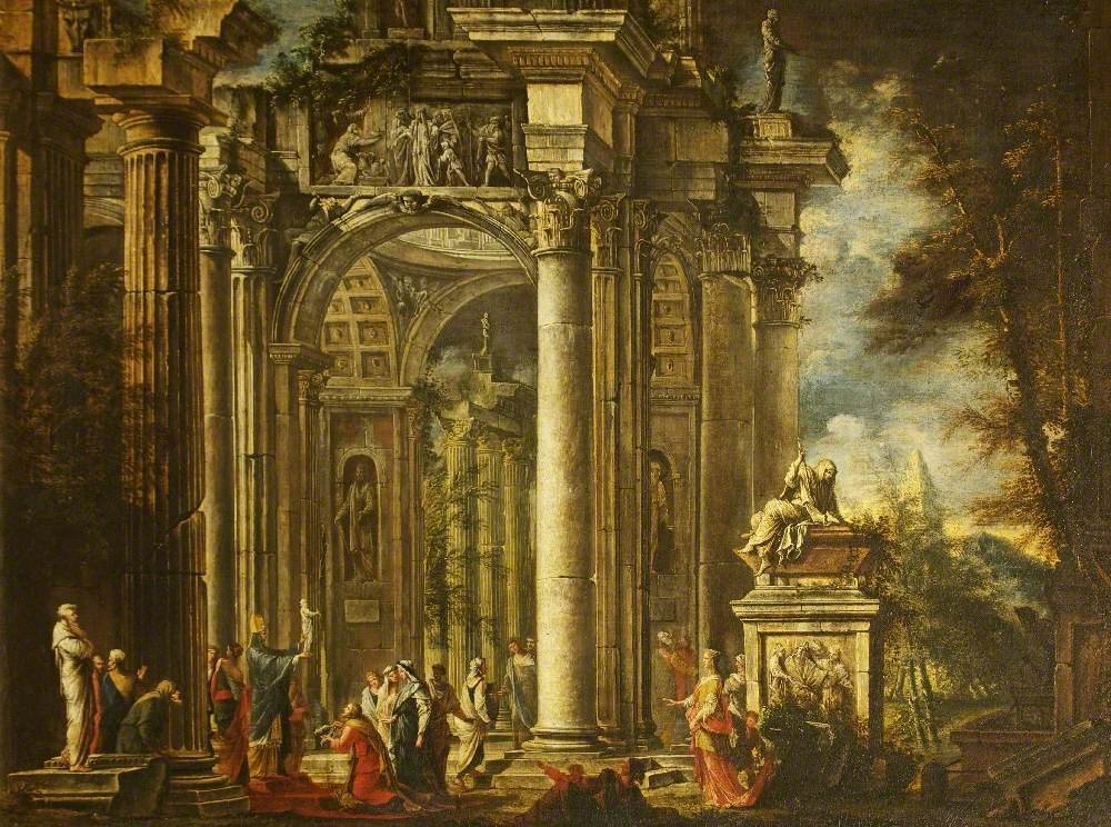 Antique Sacrifice amongst Ruins - G. A. E, circa 1700