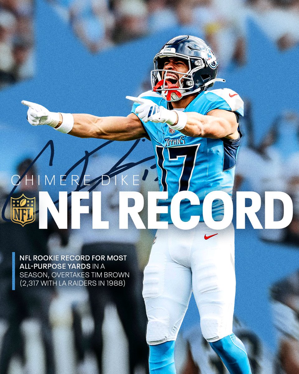 Titans's tweet image. A new NFL Rookie Record for @chimdk11 👏