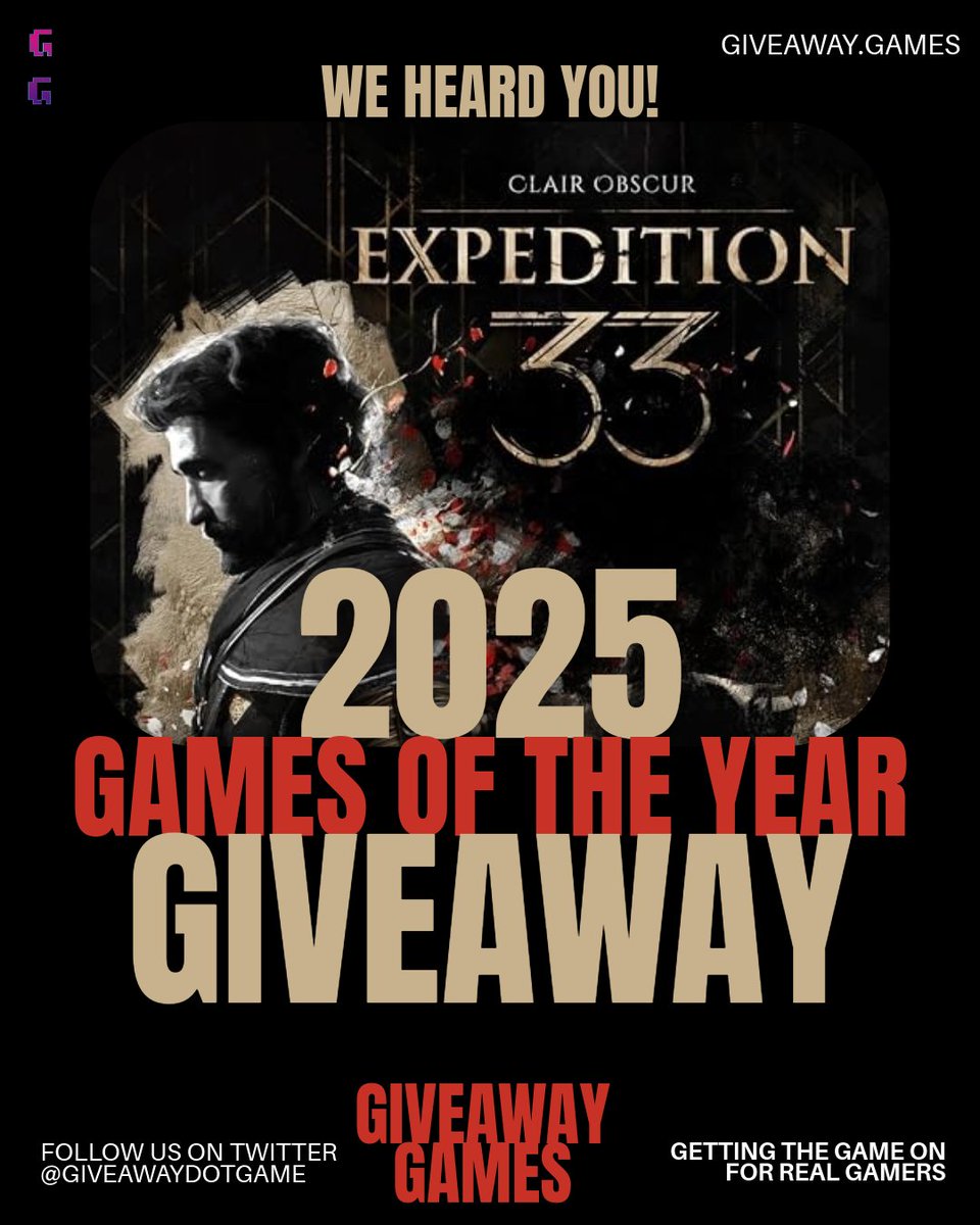 We heard you! Starting our 2025 games of the year series of giveaways with Clair Obscur: Expedition 33.

-Follow us
-Leave a dot in comments
-RT

We pick a winner next Monday! GG