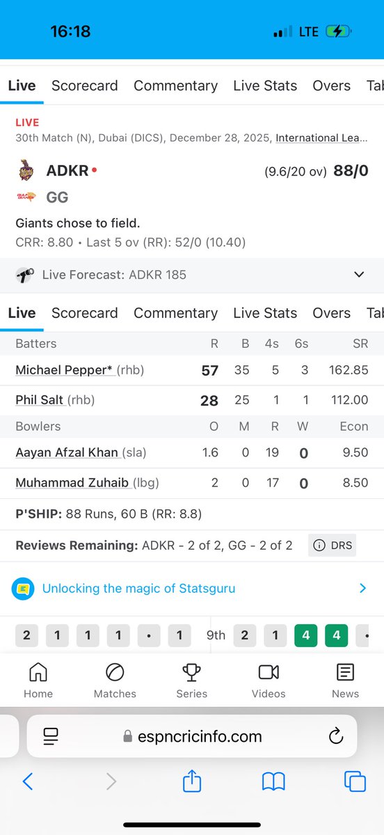 Iamegandantis's tweet photo. Salt and Pepper batting together for Abu Dhabi Knight Riders @ILT20Official  
#ilt20 #cricket #T20Cricket https://t.co/PIMN1KilEA