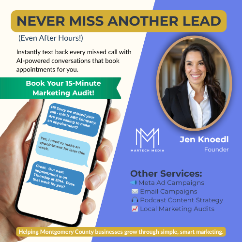 TheMarTechMedia's tweet photo. Missed calls = missed opportunities.
But what if every missed call automatically got a friendly text back - even booking appointments while you sleep?

📲 Book your free 15-minute audit today with MarTech Media.
https://t.co/ZHENIBu6JA https://t.co/BDJzKq2nRr