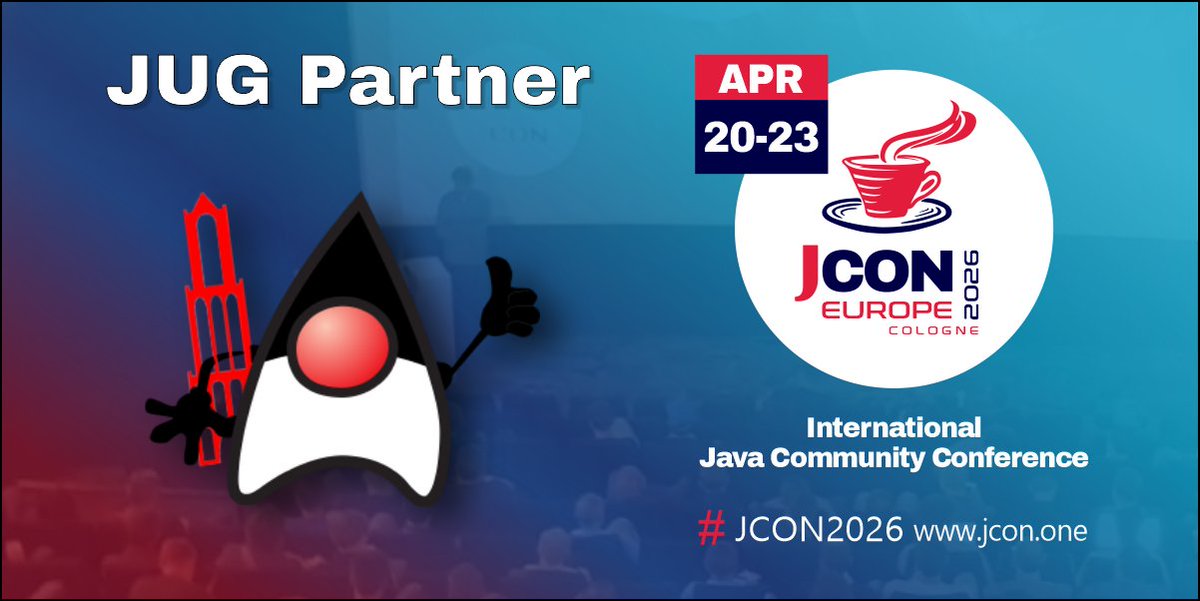 jcon_conference's tweet photo. We are happy to have @utrechtjug back as a partner of #JCON2026!
For all #JUG members we offer 1,000 free #JavaUserGroup tickets!
First come, firste serve!
#JCON #Java @teobais_ @Willemvdg @VanDongenM
Free JUG ticket: https://t.co/njGp3qc7kZ
Become a partner JUG: https://t.co/3RF1jDYzWC