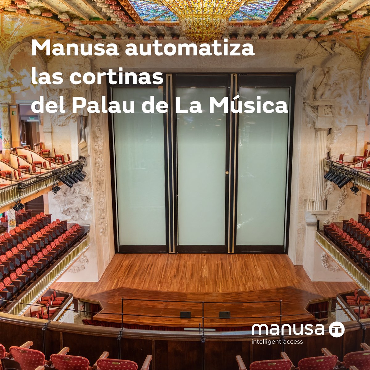Manusa_co's tweet photo. 📢 Proyecto especial: automatización de las cortinas del Palau de la Música Catalana 🎼
Manusa desarrolla un sistema de puertas enrollables sincronizadas, respetando la arquitectura modernista y garantizando aislamiento acústico y seguridad. ✨
#Manusa #PalauDeLaMúsica https://t.co/IgRu0YNFTI