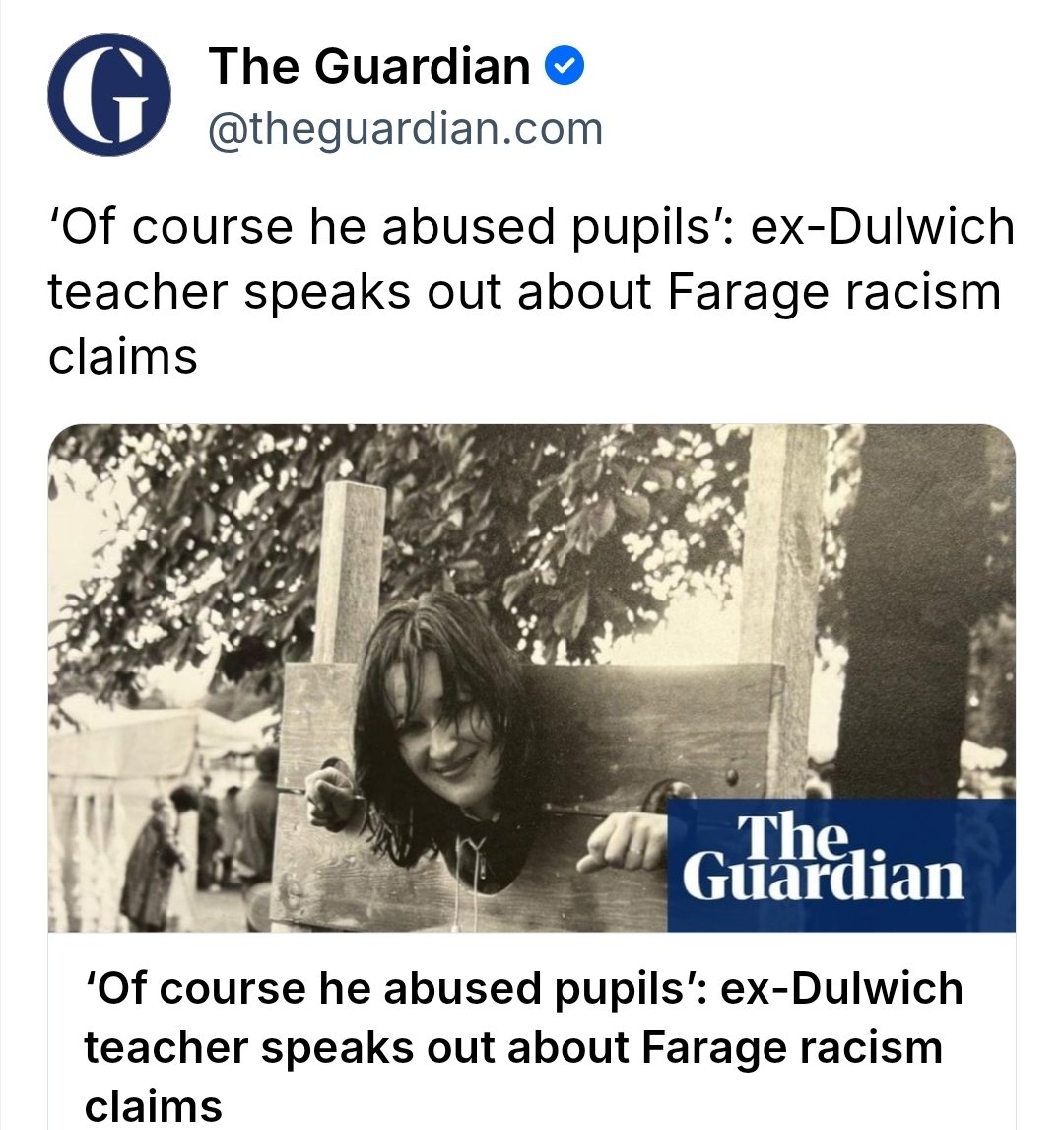 narindertweets's tweet image. This story will not go away for Farage (as much as he tries with deflecting about foreign sex criminals..)
Excellent point by this ex-teacher at Dulwich College:

“I had previously taught in a large, culturally diverse comprehensive school in Brent, with many Jewish colleagues…