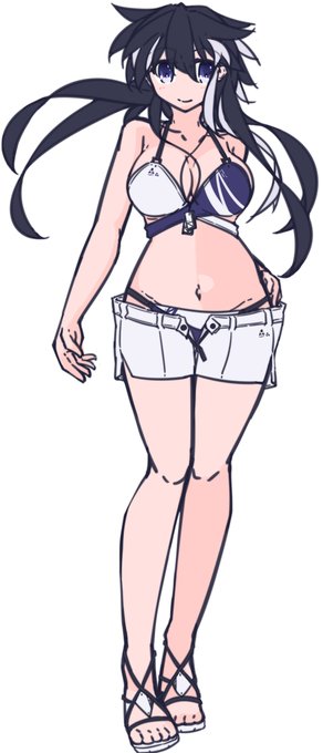 これは最新版凪夏の立ち絵色ラフ(間に合わなかったけどおまけ扱いで入れたもの
メッシュの位置とか胸のサイズ確認用な感じ あとサンダルラフ 