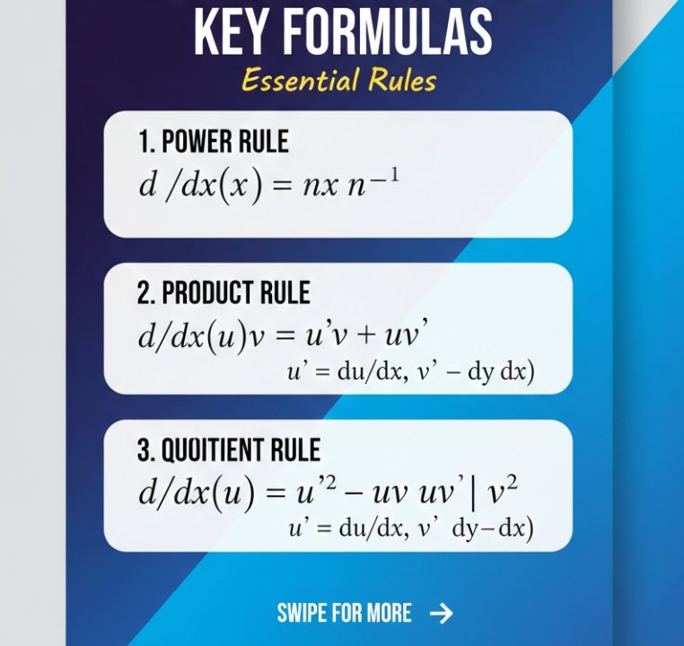 calculustime's tweet photo. Stop struggling with the Chain Rule! 🛑 We’ve broken down the must-know formulas for your next exam. Save this post so you don’t have to search for these later!
​Want to practice these for free? Check out our step-by-step solver: 🔗 https://t.co/9uUlHsPxtm https://t.co/ymZ6WLOnG8
