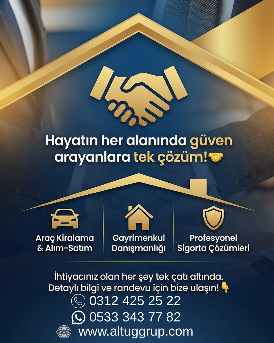 altuggrup's tweet photo. Güven, inşa edilmesi en zor ama koruması en kıymetli hazinedir. 🤝 Altuğ Grup olarak, hayatınızın en önemli kararlarında yanınızdayız. Gayrimenkulden otomotive, sigorta çözümlerinden yatırımlarınıza kadar her alanda profesyonel çözüm ortağınız olmaya hazırız. #AltuğGrup https://t.co/FFV278ka7Q