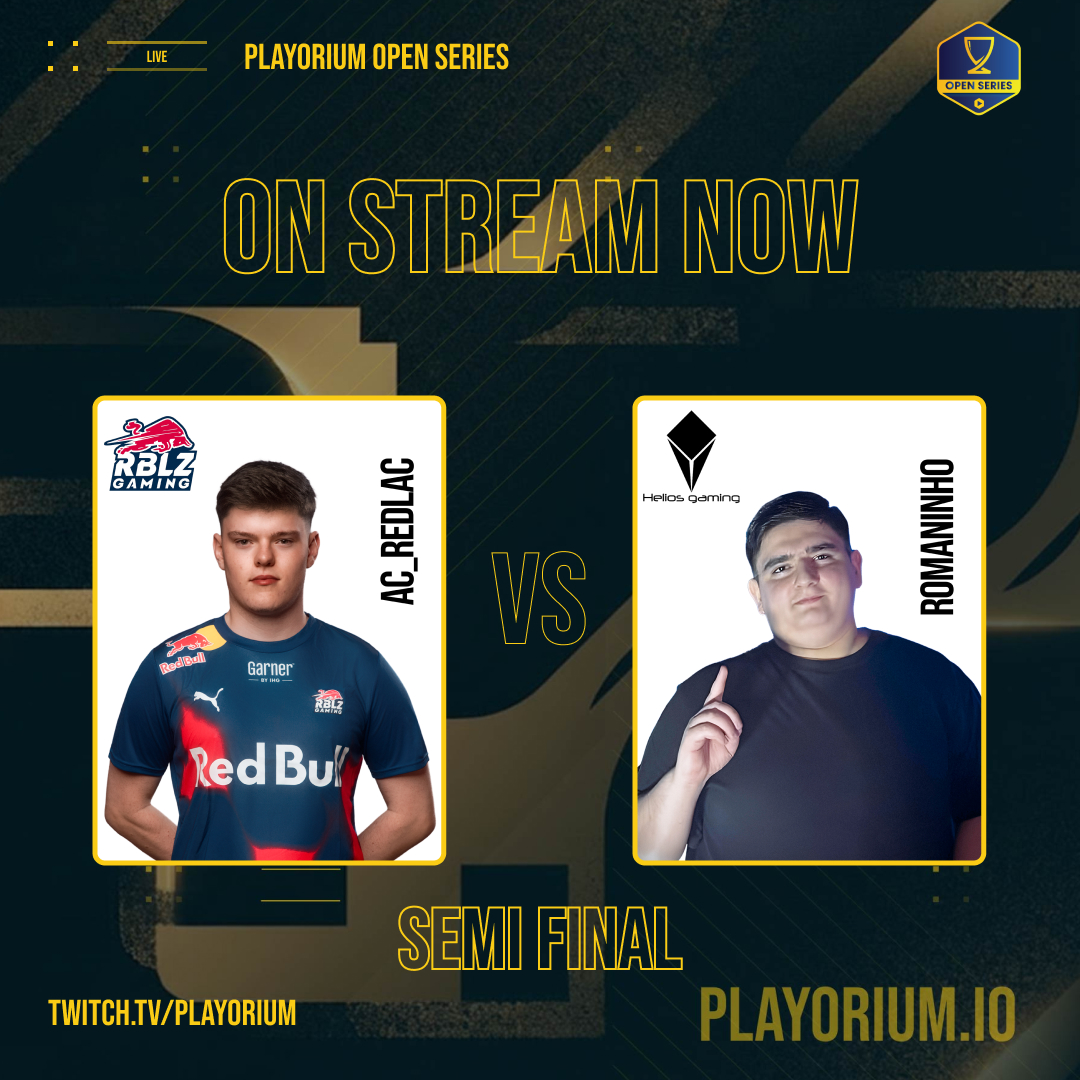 playorium's tweet photo. 💥 Open Series Finals 💥

Semi-Finals:
🇮🇹 @luconegua2004 v @DUX_Tundi 🇪🇸
🇬🇧 @AC_RedLac v @Romaaninho_ 🇫🇷

🎮 4 countries for 1 title, who will win?🏆

🎥🔴 Join us now: https://t.co/eC3b2AspJj https://t.co/4hqTK6lvvO