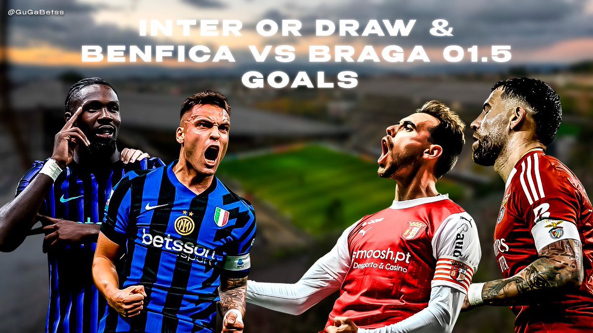 GuGa Bets $10k Ladder Challenge
🪜 $1000 → $10,000 | Day 2

1000$ →1930$ ✅
1930$ →3339$

Inter or Draw &amp; Braga vs Benfica (O1.5 goals match) (@ 1.73/-137)

Hit 𝗟𝗜𝗞𝗘 - If you’re 𝗧𝗔𝗜𝗟𝗜𝗡𝗚 🔒

I’m backing Inter on the win-or-draw line because I genuinely don’t see them