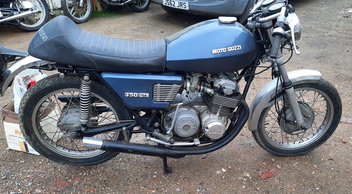 Another shed stored bike from a West London Collection.
You’ve just seen the 400 GTS but here is a 1974 Moto Guzzi 350 GTS.
In our 12th March Classic bike auction.