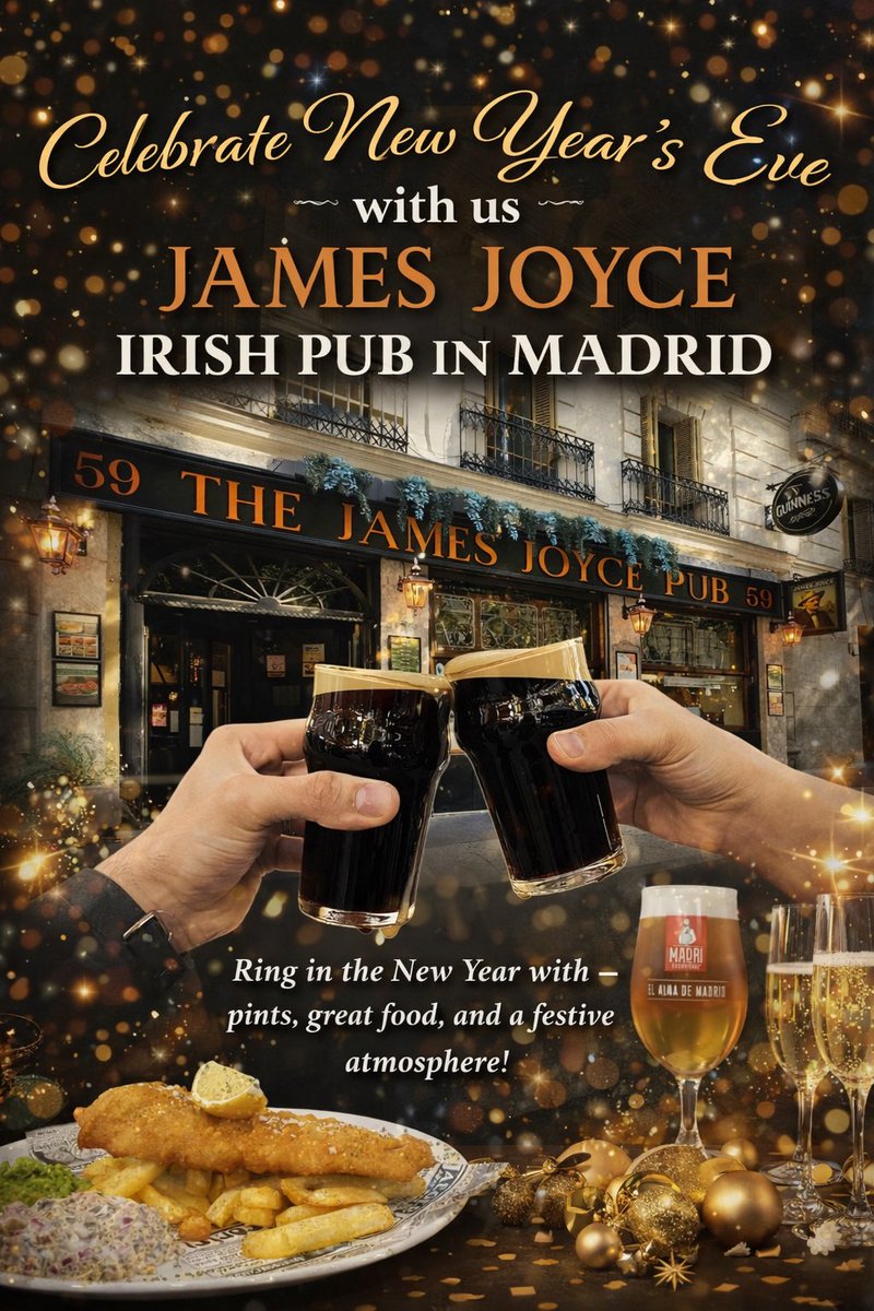 Despide el año en el James Joyce Irish Pub 🍾
Pintas, buena comida, amigos y un ambientazo de Nochevieja.

Ring in the New Year at the James Joyce Irish Pub 🍾
Pints, food, friends, and a proper New Year’s Eve atmosphere.
#welovemadrid #salirmadrid #nocheviejamadrid #pubsmadrid