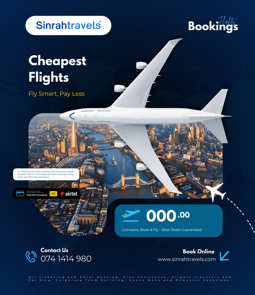 ✈️ Book Your Flight Today!
Affordable air tickets to destinations worldwide 🌍
Fast booking • Best fares • Trusted service
📩 DM us now or WhatsApp to book! #flights #HappyHolidays