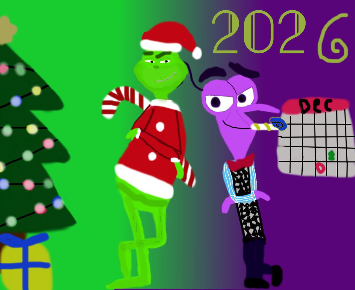Splatfield's tweet photo. Merry Grinchmas and Happy New Fear! 🥳🎁

(Last Grinch/Fear drawing of the year!)

#TheGrinch #InsideOut #InsideOutFear https://t.co/BpxAuADXhx
