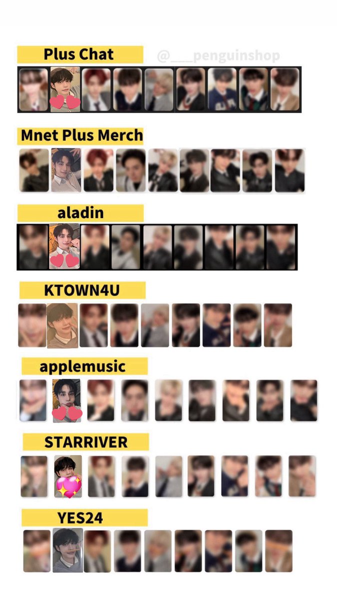 zerobaseone zb1 シーグリ seasons greeting2026 店舗特典 トレカ 

【譲】japan exclusive ジウン以外
ハンビン ハオ メテュ テレ リッキー ギュビン ユジン

【求】他店舗 ジウン(💖＞💕)
ハンビン、ハオ、ユジンstarriver優先

都内手渡し、郵送📮