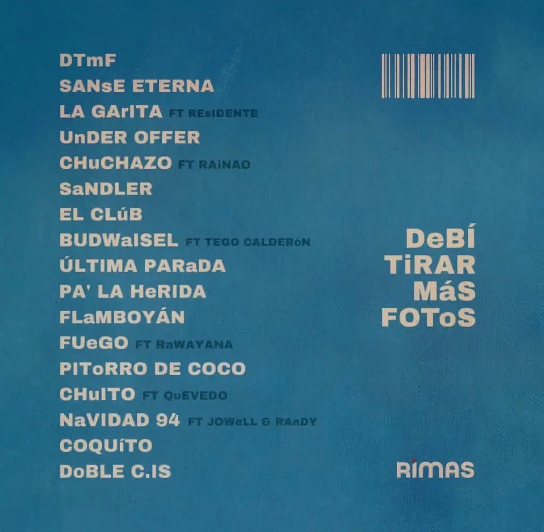 Fuentes_Genero's tweet image. 🚨 BAD BUNNY ANUNCIA EL DELUXE DE DtMF PARA ESTA NOCHE

Aqui teneis el Cover y Tracklist👇🏼