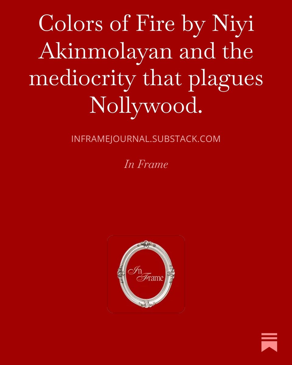 theoluwatoyosia's tweet photo. And if I dare not pander, here are my thoughts on Colors of Fire by Niyi Akinmolayan and the mediocrity that plagues Nollywood | https://t.co/DHVLopS1zA
#colorsoffire https://t.co/QgvnbEDXlu