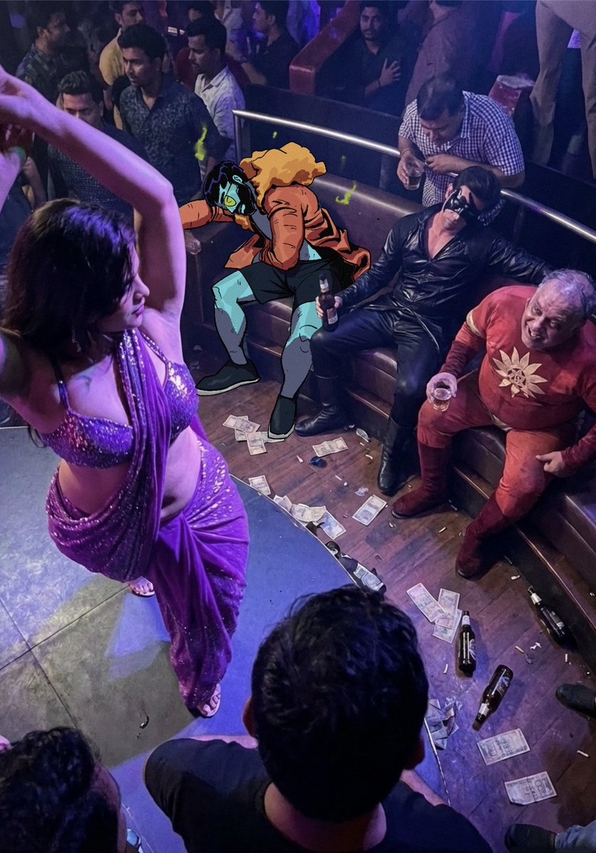 spazdotjay's tweet image. Getting sloshed with the bois #HolidaySeason 
Procreate + nano banana 

#digitalart #NanoBananaPro #mixedmedia #procreate #Mumbai