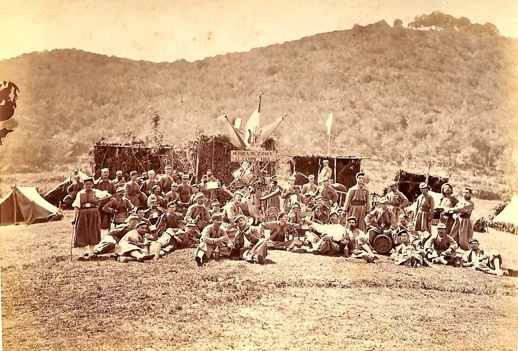 The Papal Zouave Band at the Hannibal Fields Military Camp, near Rocca di Papa in the Papal States August 1868🇻🇦