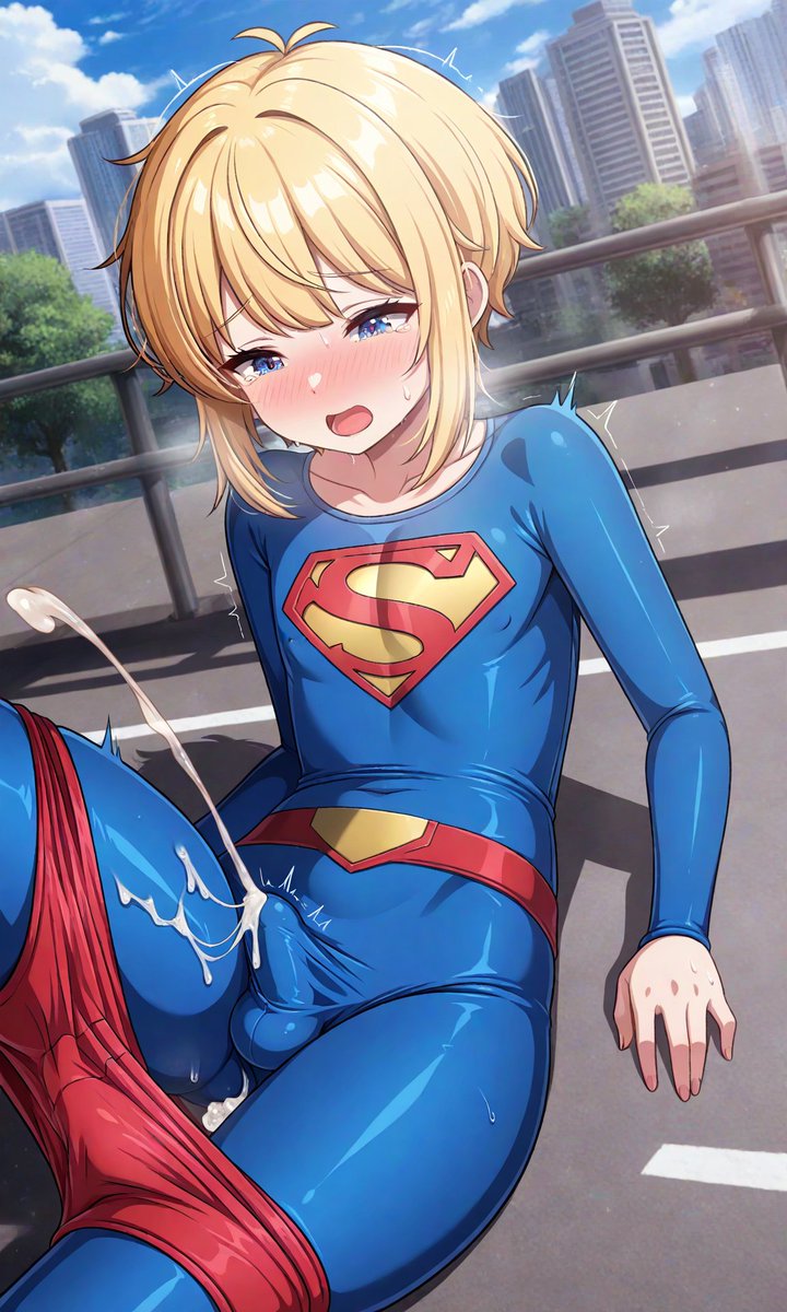 「うぅ…このままじゃ…また負けちゃうっ…」
道路に倒れてピンチの男の娘ヒーロー！
「あはは！この恥ずかしい膨らみは何かなぁ？」
グリグリ
「だ、ダメっ！正義のちんちんはっ！立っちゃうよぉっ！」ムクムク…
「なにボッキしちゃってぇ！」
「これはっ！違うのっ！見ないでぇっ！」
#AIイラスト