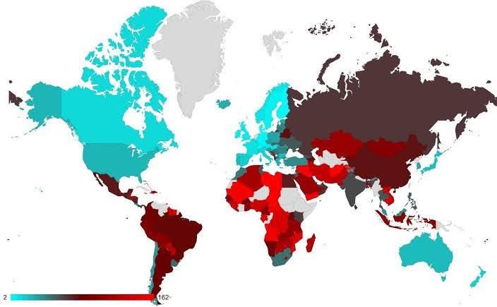 Hay un Índice llamado "Good Country Index" que mide lo que un país aporta al mundo en términos de ciencia y tecnología, prosperidad, salud, cultura, y paz.

Este Índice tiene la excentricidad de un ajuste en cuanto a la población, es decir, el número de Patentes, investigaciones,