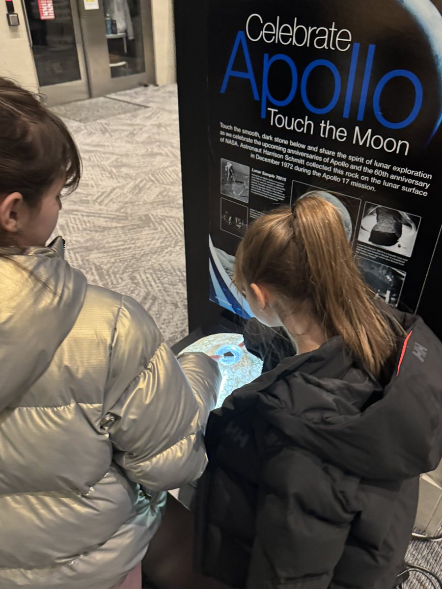 rookisaacman's tweet image. We have a Moon mission approaching, so we are running hard through the weekends, but I loved the family visit. The kids were able to touch a Moon rock on display in the HQ lobby, so they’ve got that going for them…which is nice.