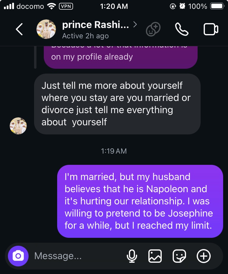 CopyRoyale's tweet image. I love attempted catfishing, and I finally got a prince! I've waited years for this moment.