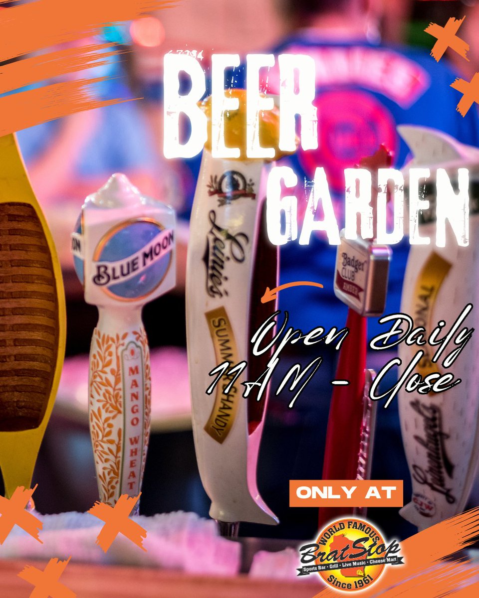Cold drinks, fresh air, and great company—Brat Stop Beer Garden is ready for you 🌿🍺 #BratStopFood #BeerGardenLife #WisconsinVibes