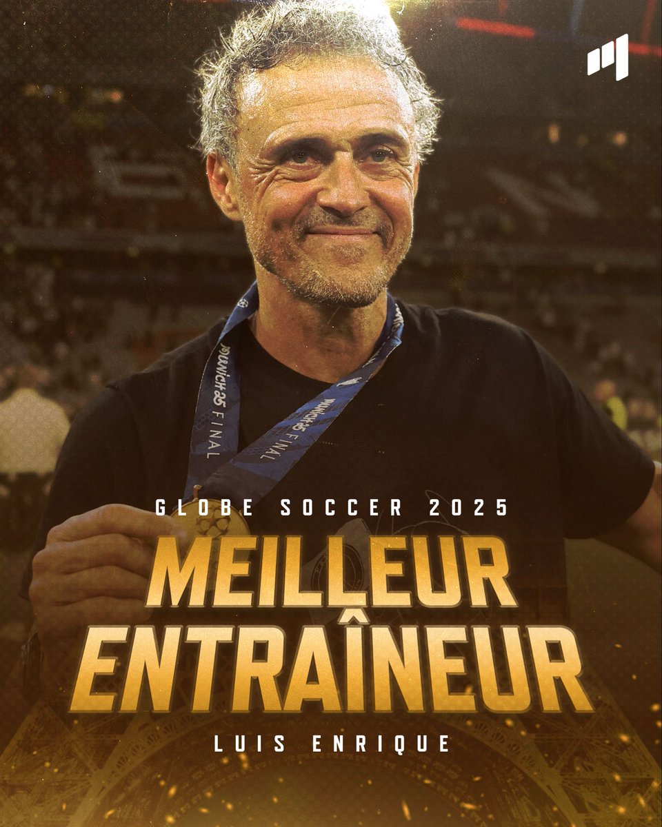 MediaParisien's tweet image. 🚨🚨🚨 Luis Enrique est ÉLU meilleur meilleur entraîneur Globe Soccer 2025 !