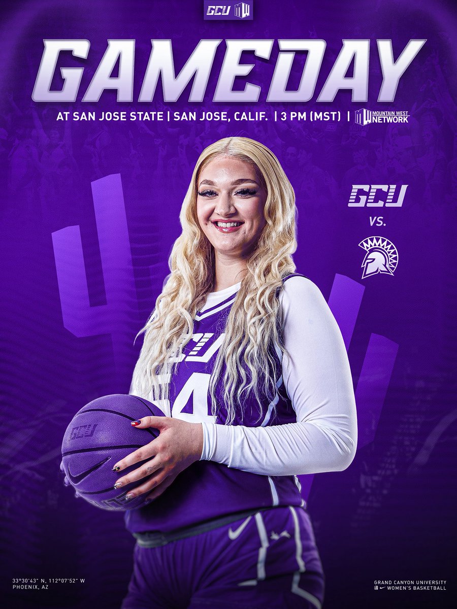 GCU_WBB's tweet image. 𝐈𝐭’𝐬 𝐭𝐢𝐦𝐞 𝐟𝐨𝐫 𝐭𝐡𝐞 𝐌𝐖 𝐫𝐨𝐚𝐝 𝐨𝐩𝐞𝐧𝐞𝐫. 🏀⏳

🆚 San José State
⏰ 3 PM (Phoenix time)
🏟️ Provident Credit Union Event Center
📊 GCULopes.com/Stats
📺 Mountain West Network (TheMW.com/Watch)
📻 GCULopes.com/Listen